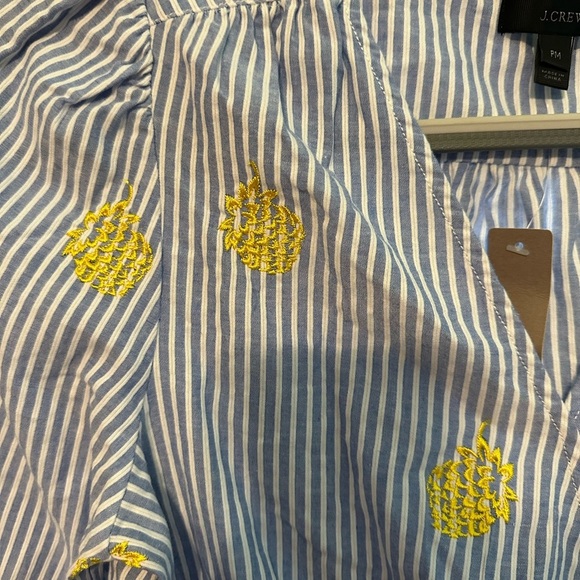 J. Crew Blue and White 3/4 Sleeve Wrap Blouse - Picture 2 of 9